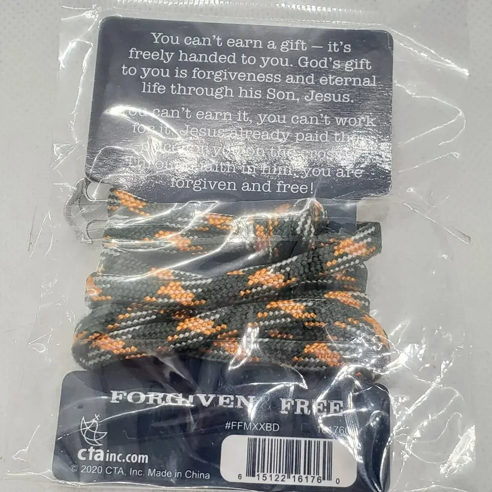 Christian Faith Paracord Wrap Bracelet Forgiven & Free Cross Roman 6:23 Religion